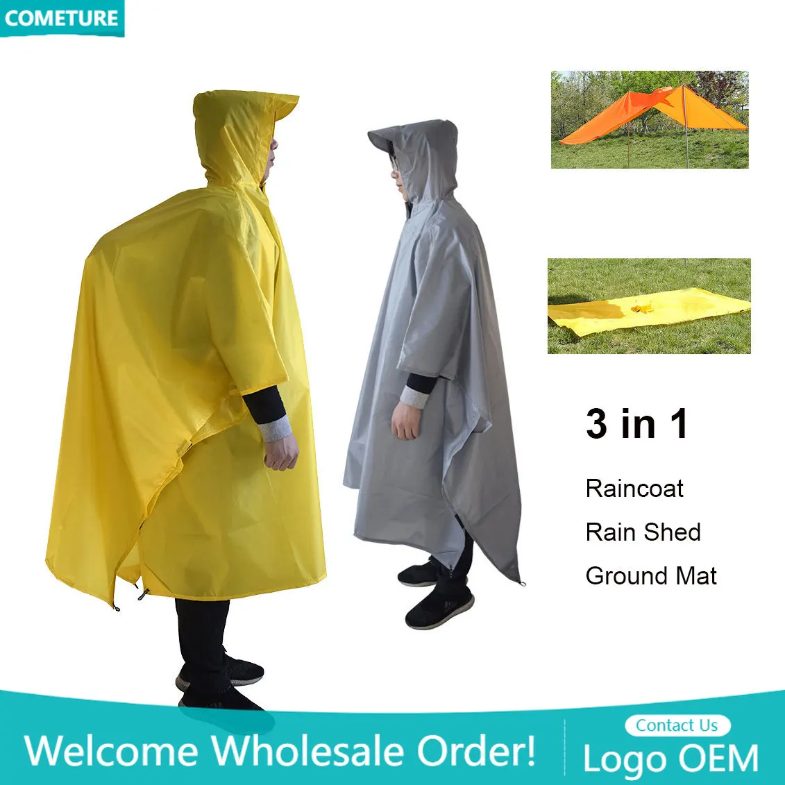 Raincoat 3 In 1 Hiking Poncho  - đánh giá và giá Hunting Outdoor Mat